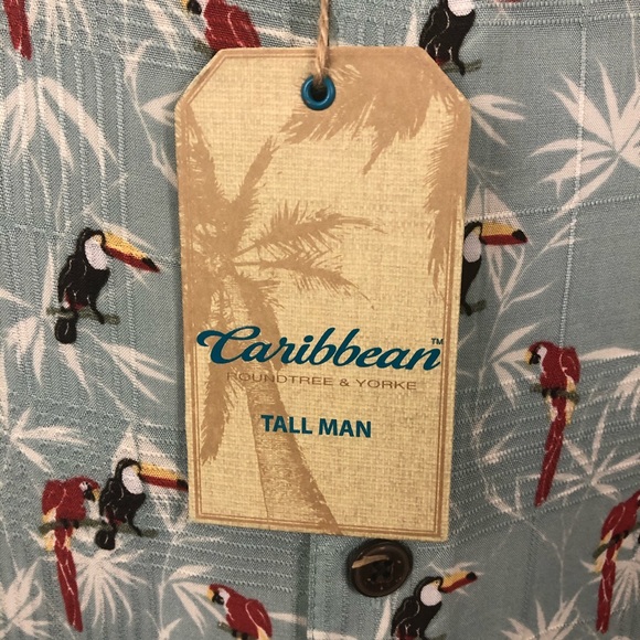 Caribbean 2XT Parrot Hawaiian Button-Up Shirt - Picture 4 of 7